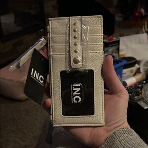 INC International Concepts Cream Leatherette Wallet Phone Case with Card Window